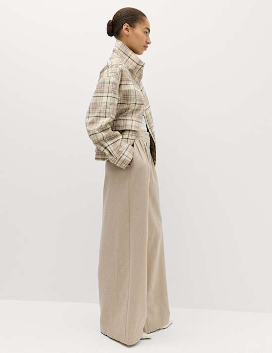 Multi Pleat Wide Leg Trousers