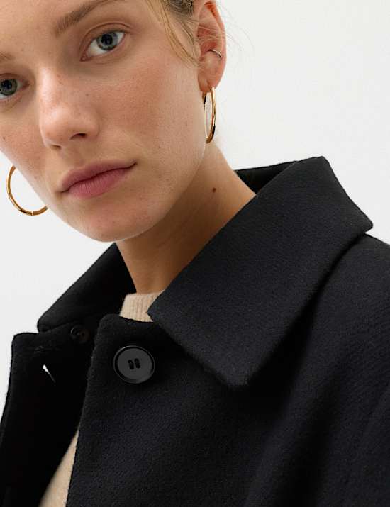 Faux Fur Animal Print Collared Coat with Wool
