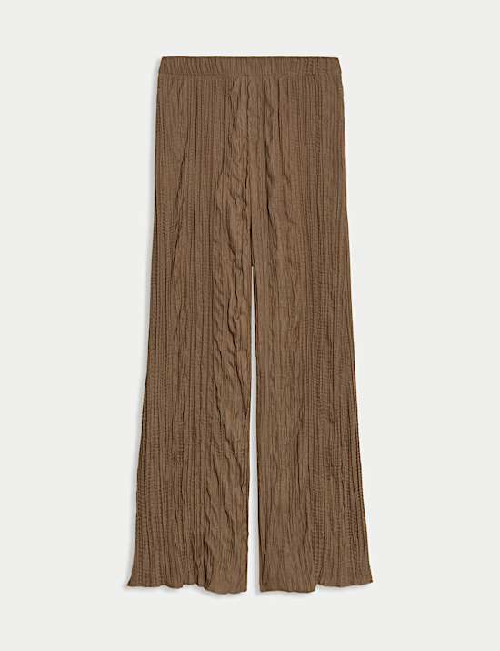 Plisse Wide Leg Trousers