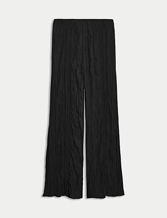 Plisse Wide Leg Trousers