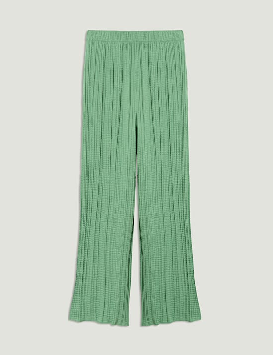 Plisse Wide Leg Trousers