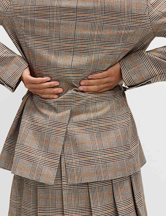 Blazer met één rij knopen en ruitmotief