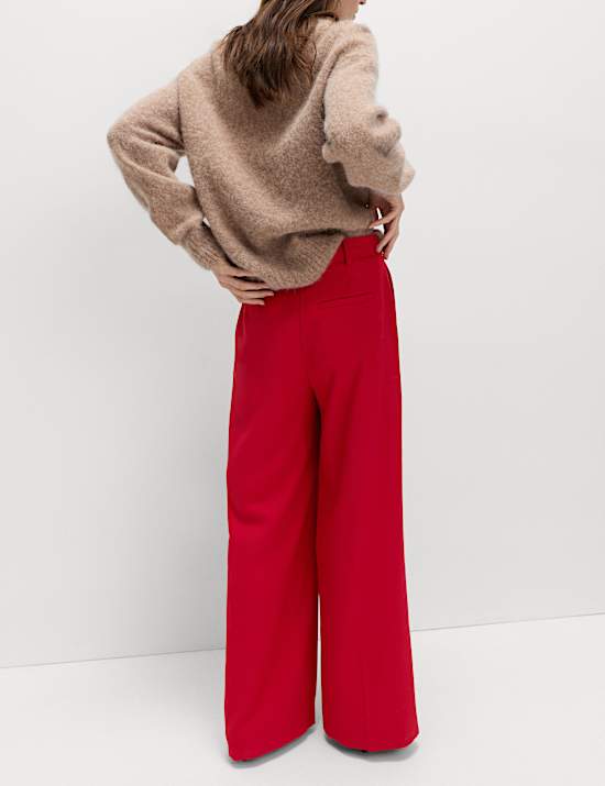 Pleat Front Straight Leg Trousers