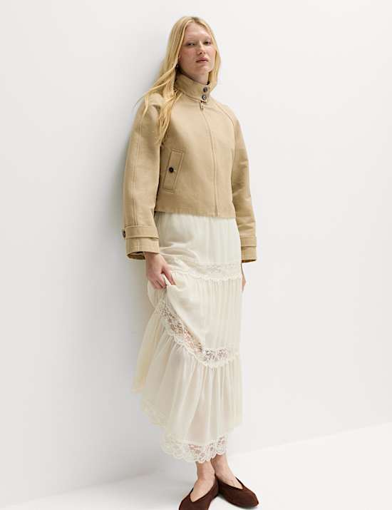 Pure Cotton Cropped Utility Jacket