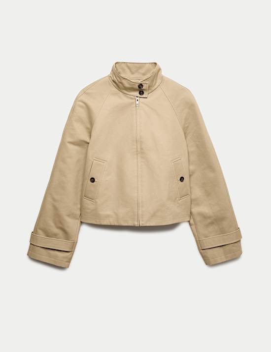 Pure Cotton Cropped Utility Jacket