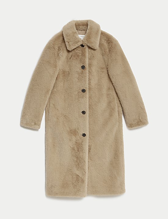 Faux Fur Collared Longline Coat