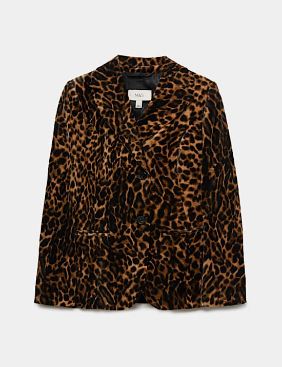 Blazer Pinggang Ketat Motif Macan Tutul Beludru