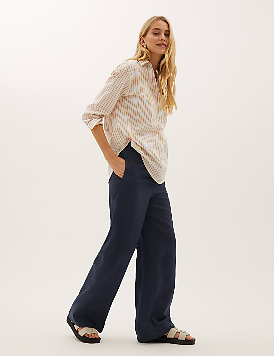 Pure Tencel&trade; Belted Wide Leg Trousers