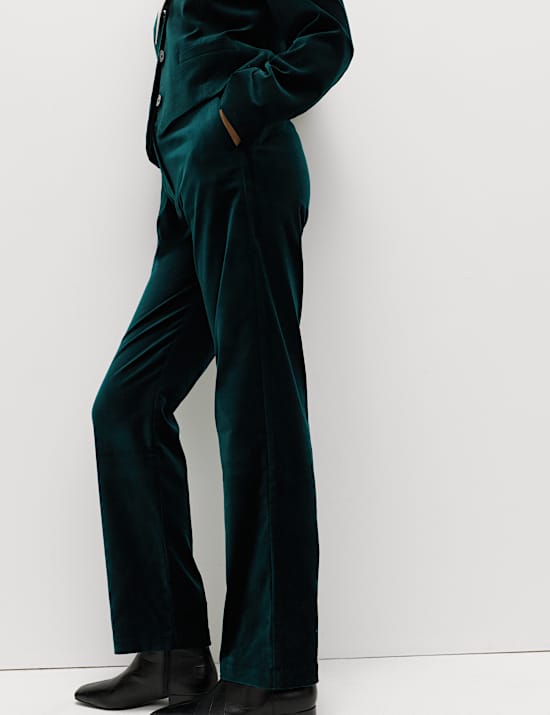 Pantalon coupe droite en velours de coton