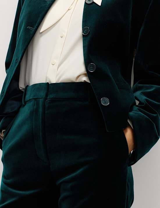 Pantalon coupe droite en velours de coton