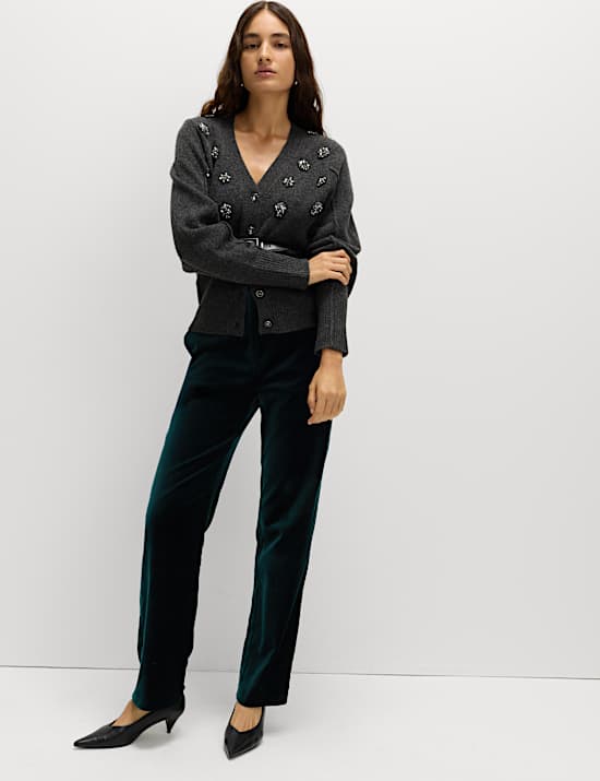 Pantalon coupe droite en velours de coton