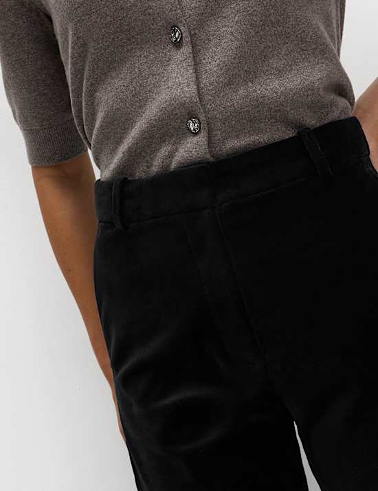 Cotton Rich Velvet Straight Leg Trousers