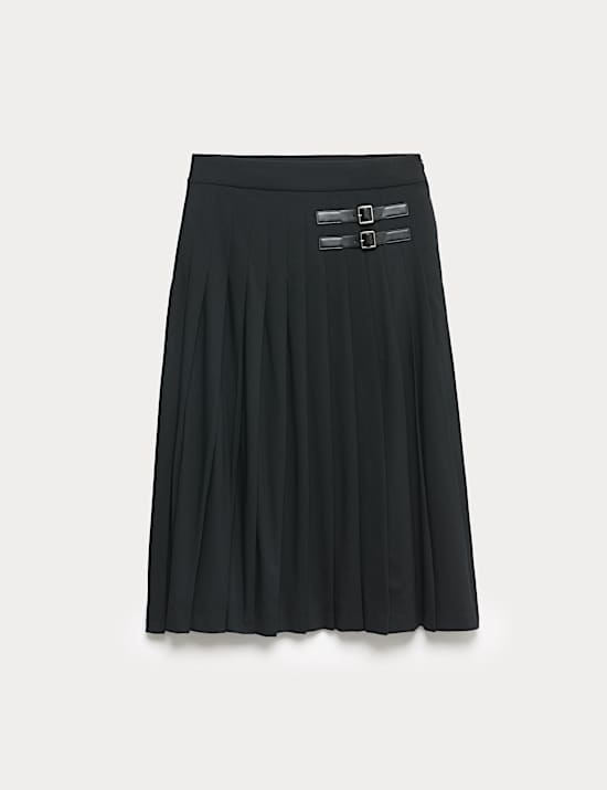 Pleated Side Split Maxi Skirt