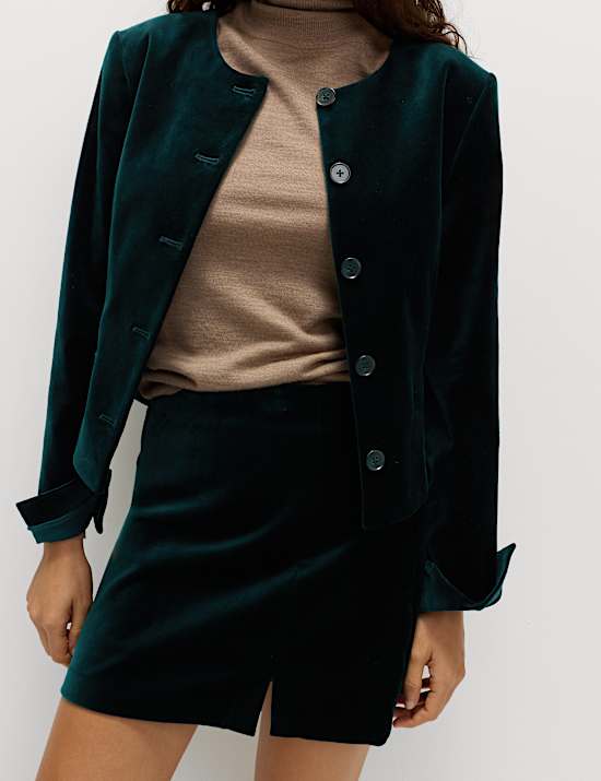 Samt-Mini-Trapezrock mit hohem Baumwollanteil