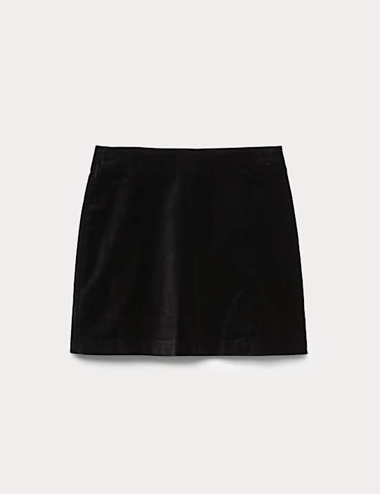 Cotton Rich Velvet Mini A-Line Skirt