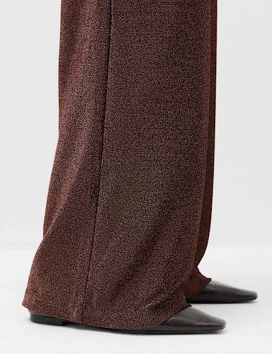 Sparkly High Waisted Wide Leg Palazzo Trousers