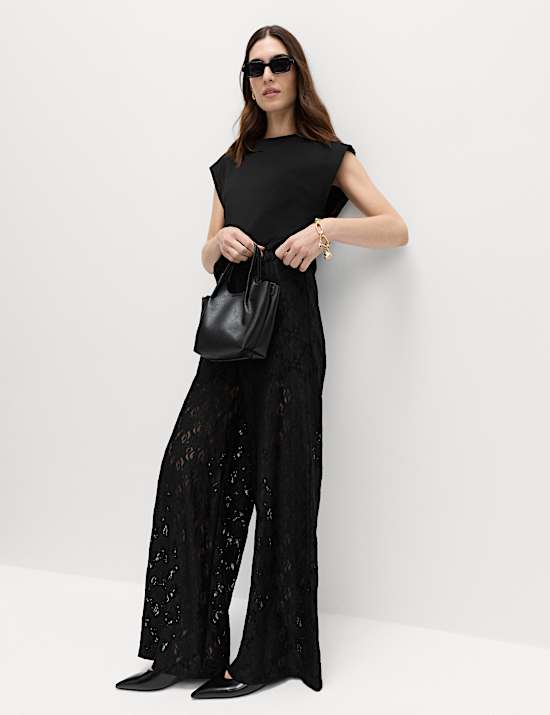 Lace Wide Leg Trousers