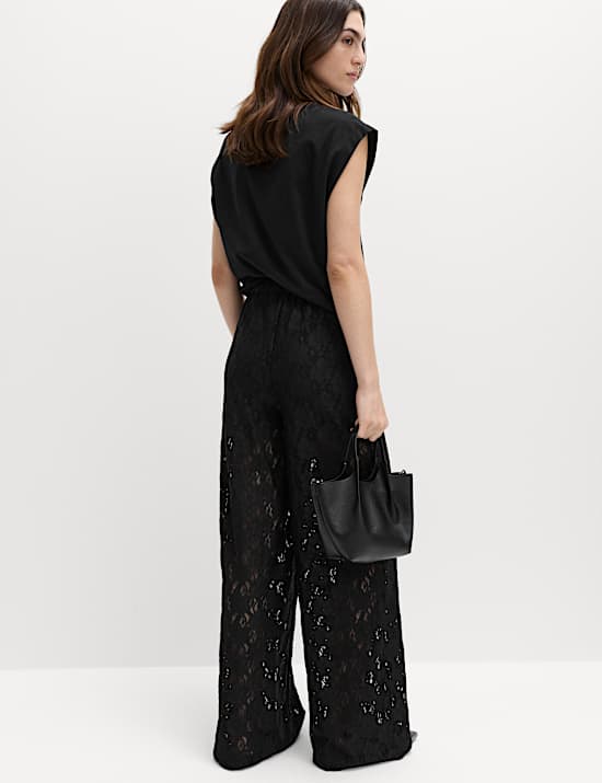 Lace Wide Leg Trousers