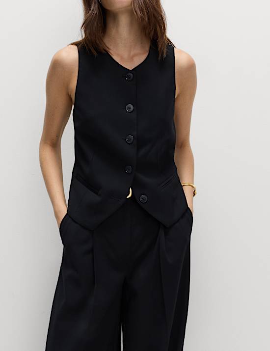 Kraagloos gilet met knoopsluiting