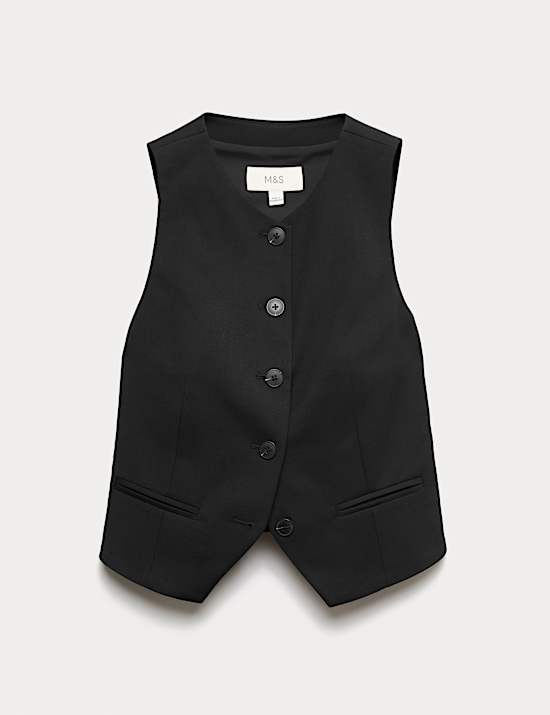 Kraagloos gilet met knoopsluiting