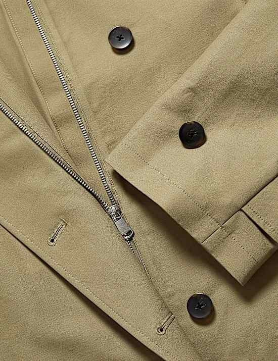 Cotton Rich Asymmetric Short Trench Coat