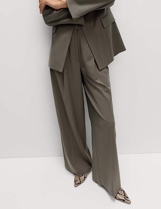 Pleated Wide Leg Trousers