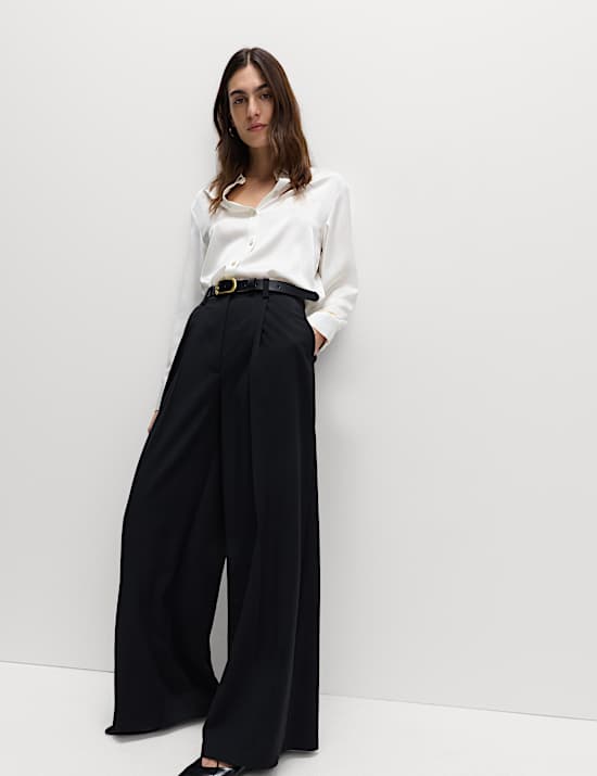 Pleated Wide Leg Trousers