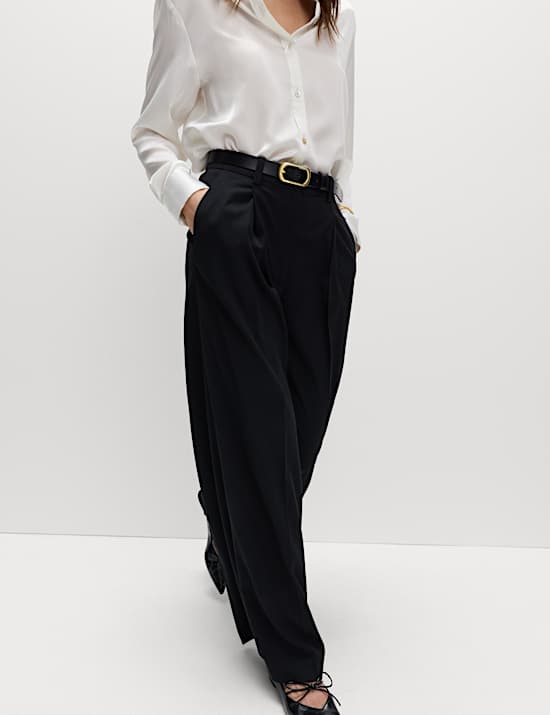 Pleated Wide Leg Trousers