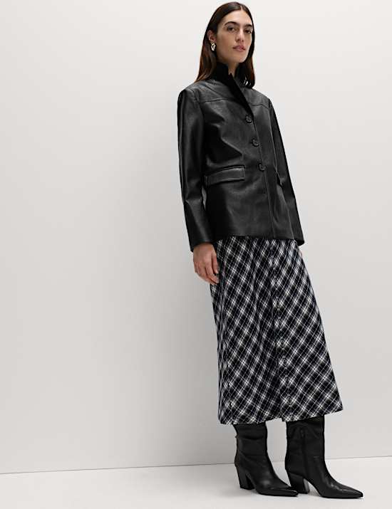 Single-breasted blazerjas met craquelé-effect