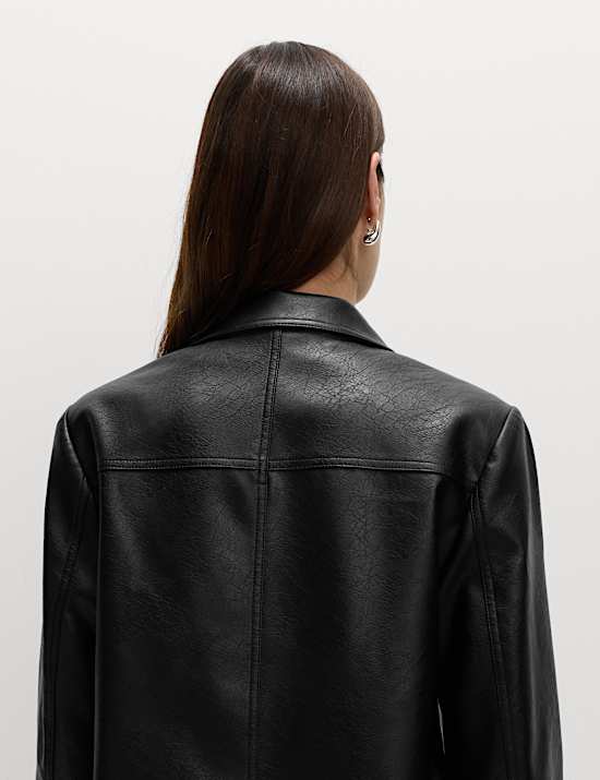 Single-breasted blazerjas met craquelé-effect