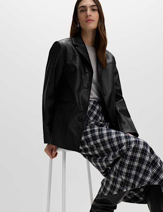 Single-breasted blazerjas met craquelé-effect