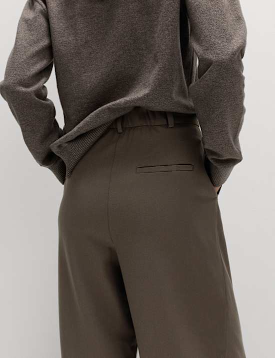 Woven Barrel Leg Trousers with Stretch