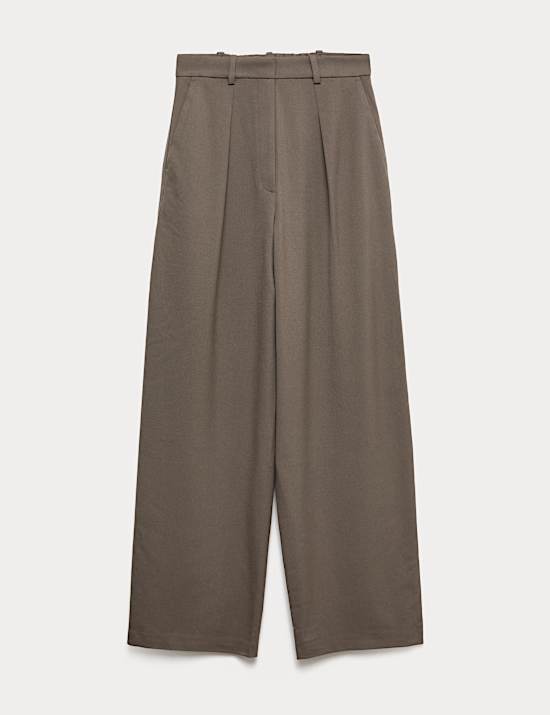 Woven Barrel Leg Trousers with Stretch