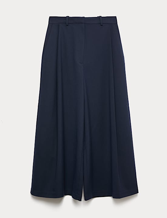 Woven Pleated Wide Leg Culottes