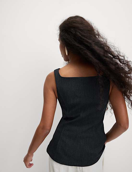 Denim Tailored Zip Through Waistcoat