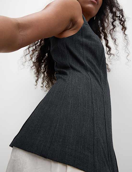 Denim Tailored Zip Through Waistcoat