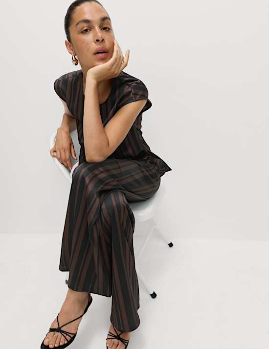 Stripe Plisse Palazzo Trousers