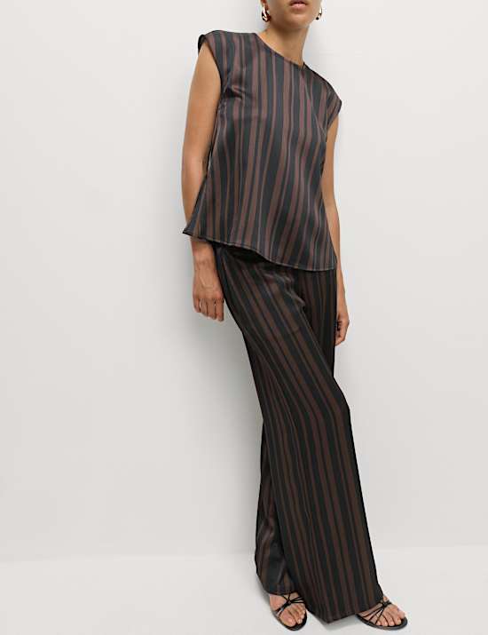 Stripe Plisse Palazzo Trousers