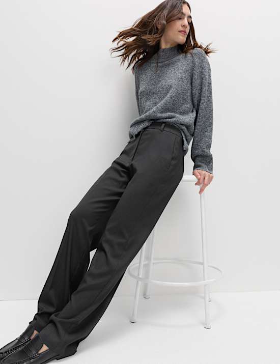 Straight Leg Trousers with Stretch
