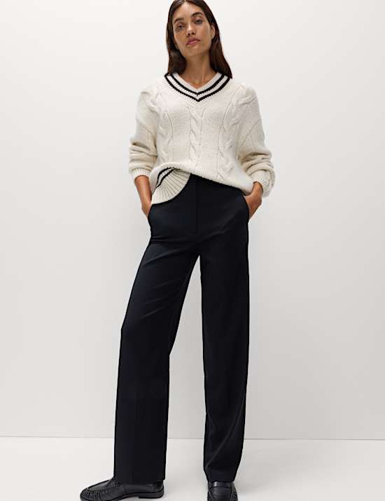 Straight Leg Trousers with Stretch