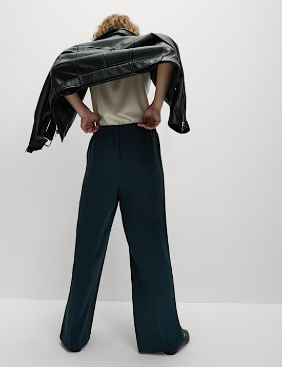 Woven Side Stripe Wide Leg Trousers