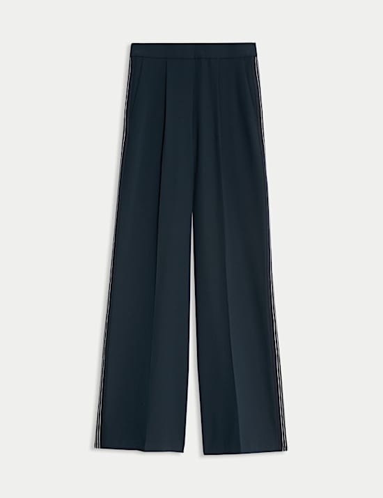 Woven Side Stripe Wide Leg Trousers