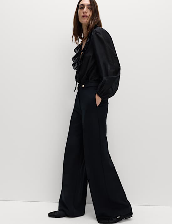 Cinched Detail Wide Leg Trousers