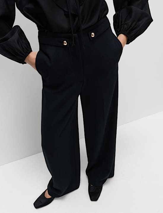 Cinched Detail Wide Leg Trousers