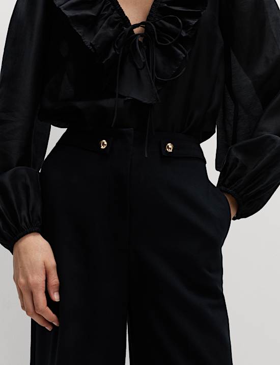 Cinched Detail Wide Leg Trousers