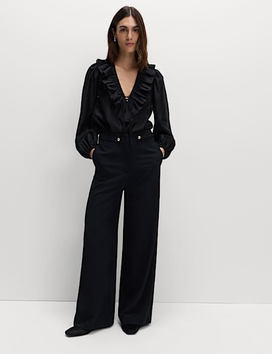 Cinched Detail Wide Leg Trousers