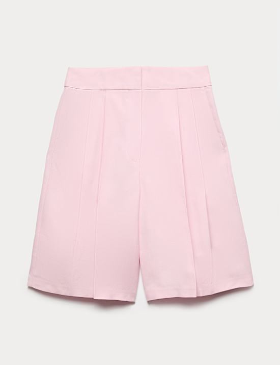 Lyocell Rich Pleat Front Bermuda Shorts