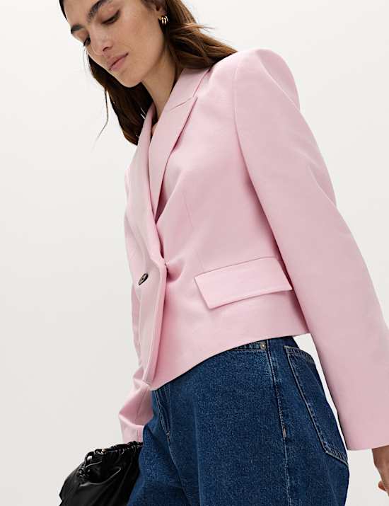 Relaxed Double Breasted Blazer with Linen