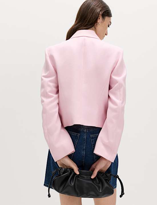 Relaxed Double Breasted Blazer with Linen