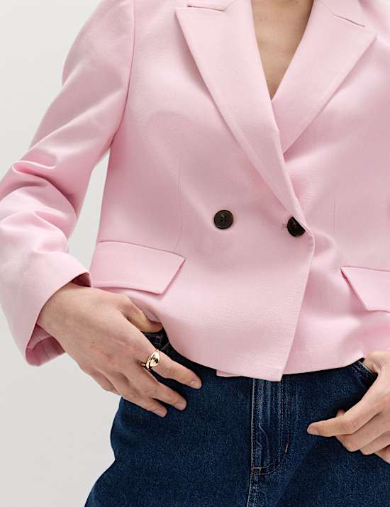 Relaxed Double Breasted Blazer with Linen